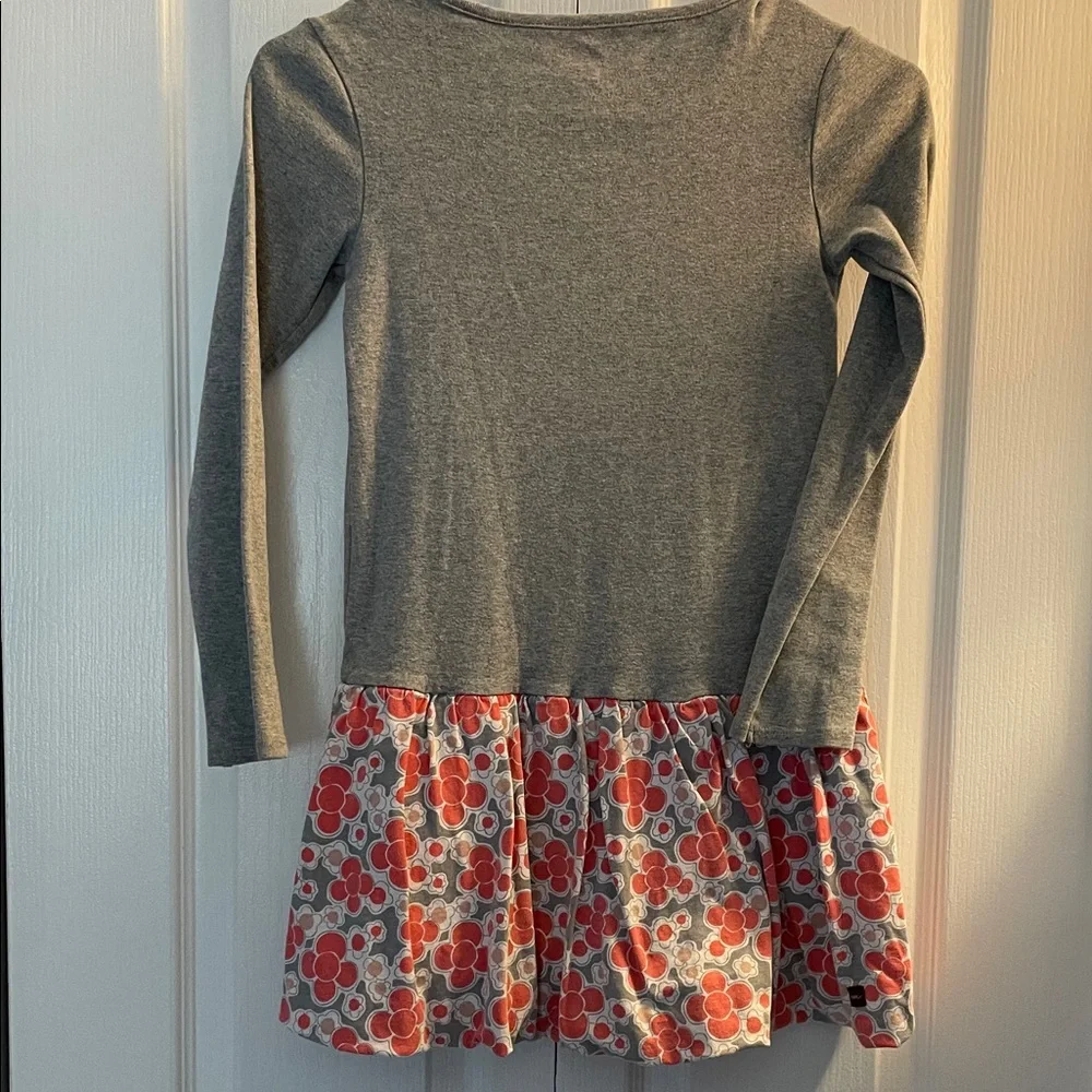 Tea Collection Gray and Red Floral Kids Dress